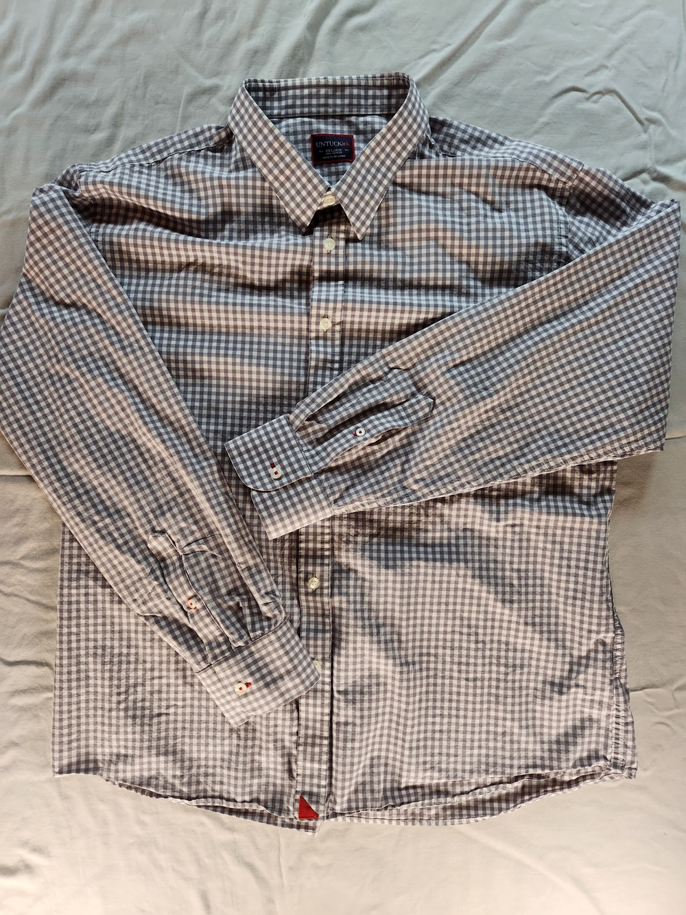 UNTUCKit Men's 2XL Gray/White Check 100% Cotton Slim Fit Button-Up Long Sleeve